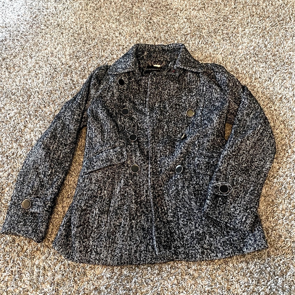 Express Womens Coat Ploy/Wool Blend With Gold Tri… - image 4